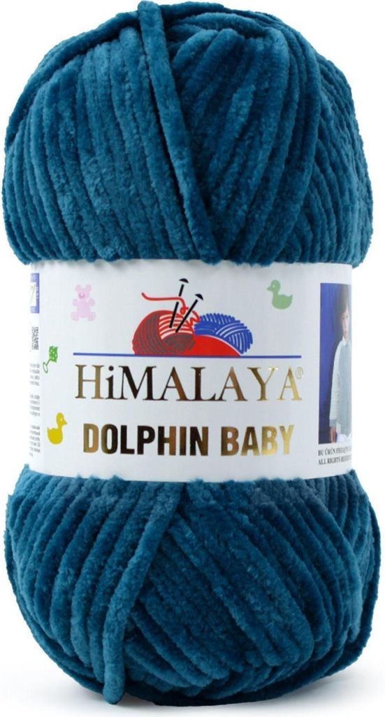 A ball of teal yarn with a label.