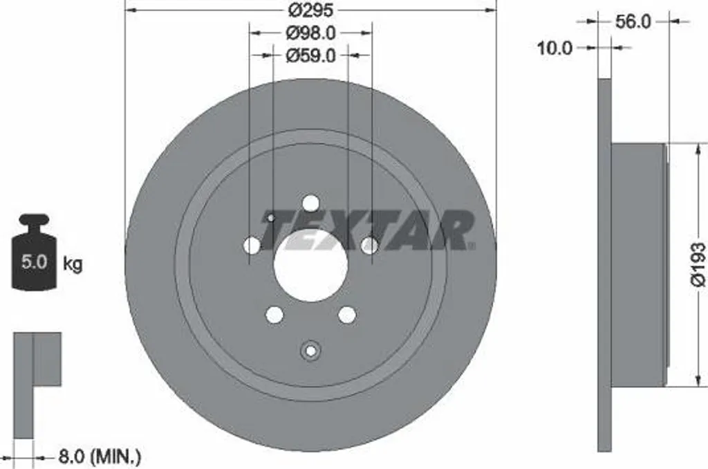 Disque de frein TEXTAR 92074100 pour 806 et Zeta - OE 1618861180