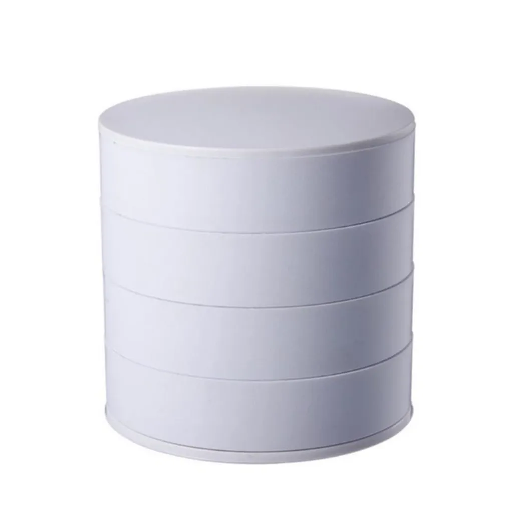 Rangement bijoux rotatif pour coiffeuse 4 compartiments blanc moderne - 7