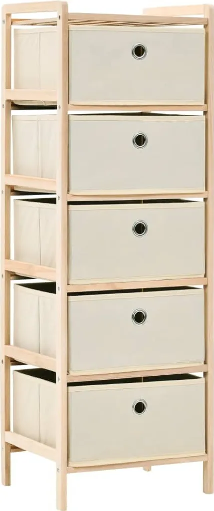 Set 2 Scaffali SYFAX™ Legno Cedro con 5 Cesti Beige | Salvaspazio Naturale