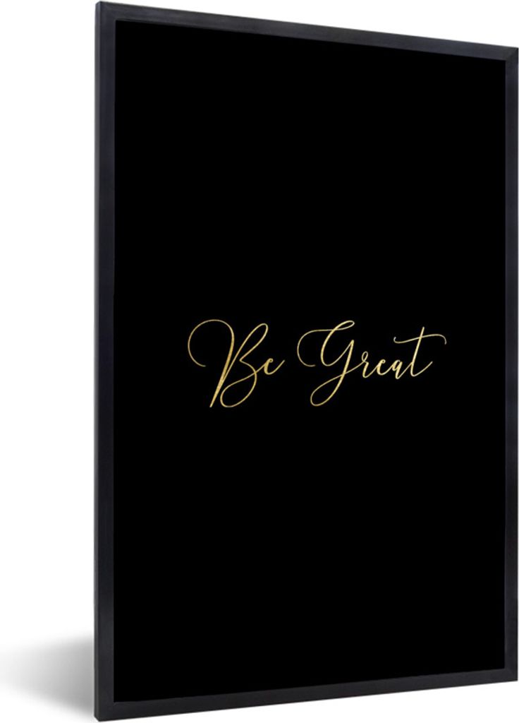 MuchoWow Gerahmtes Poster Zitate - Zuversicht - Gold - Briefe 60x90 cm - Poster mit Schwarzem Bilderrahmen Wandposter Rahmen Foto Bilder - Kunst