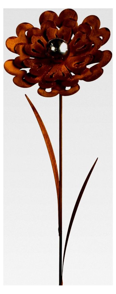 Rostblume mit Edelstahlkugel 112 cm