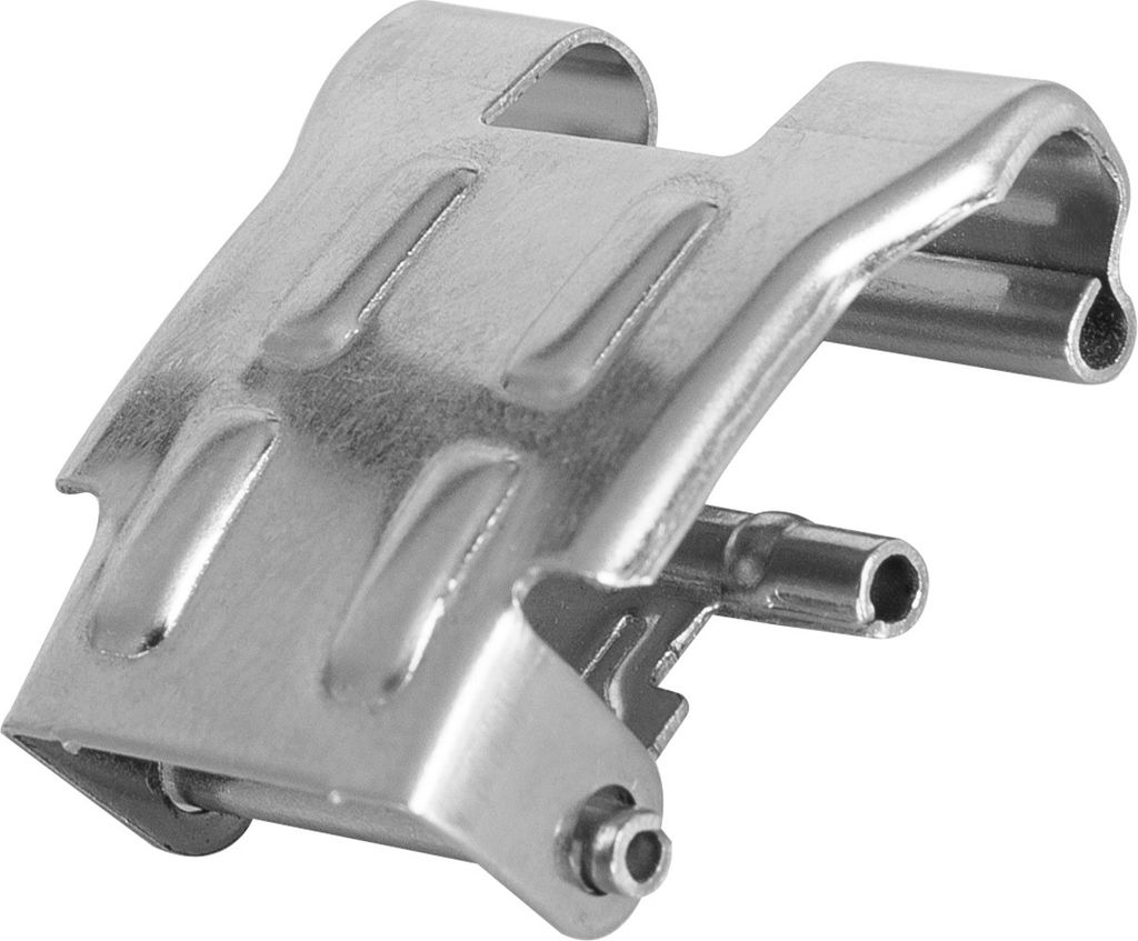 A metal clamp for a light fixture.