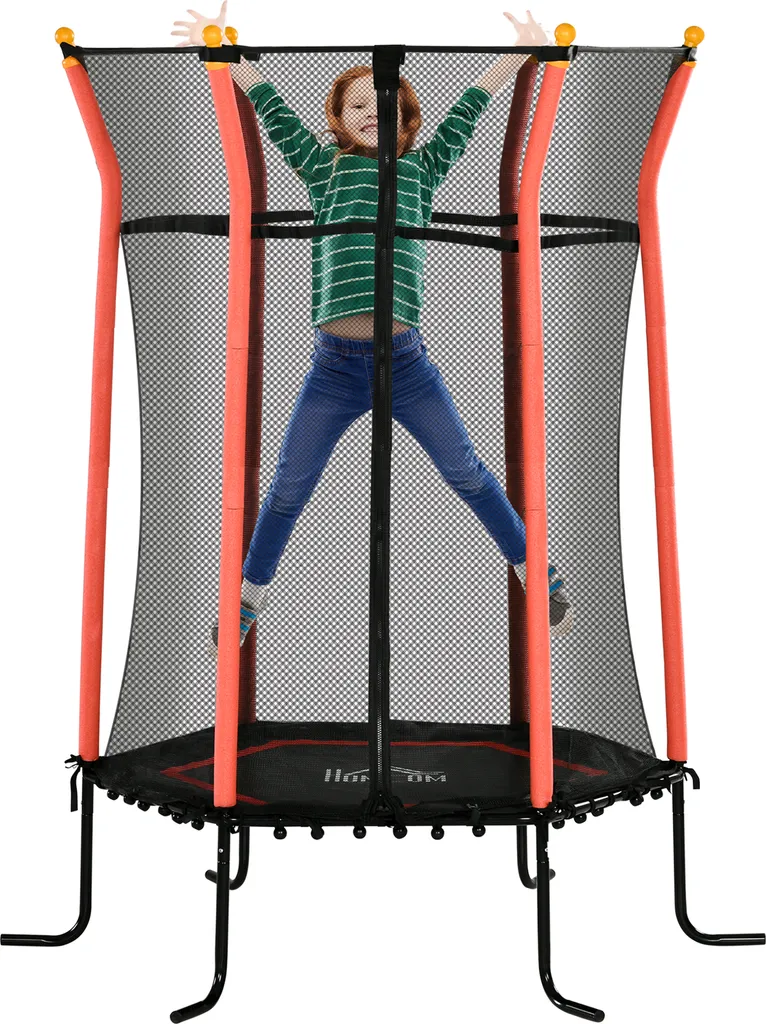 Trampoline enfant anti-chute avec filet de protection et zip sûr