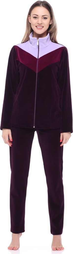 Merry Style Damen Velours Freizeitanzug Hausanzug MSMG001 (Dunkelviolett/Pflaume/Hellviolett(1729), 6XL)