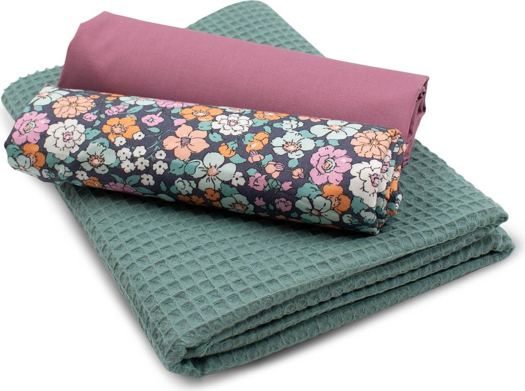 Kleurgecoördineerde Wafelstoffsuite aus 100% Baumwolle, Tex Standard 100, Flower Power Set 57