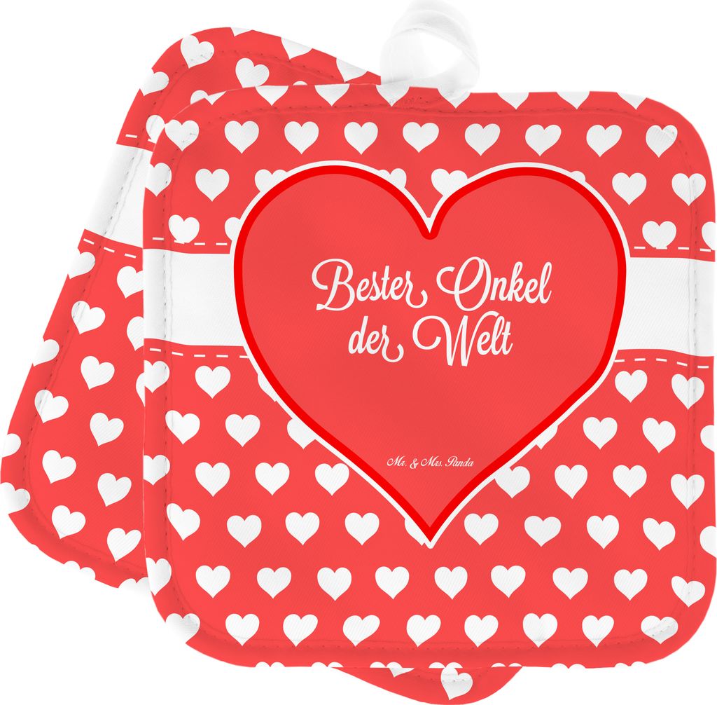 Mr. & Mrs. Panda Topflappen Onkel - Geschenk, Großonkel, Mitbringsel, Ofenlappen, Topfuntersetzer, topfhalter, Set, Lieblingsonkel, Dankeschön, N...