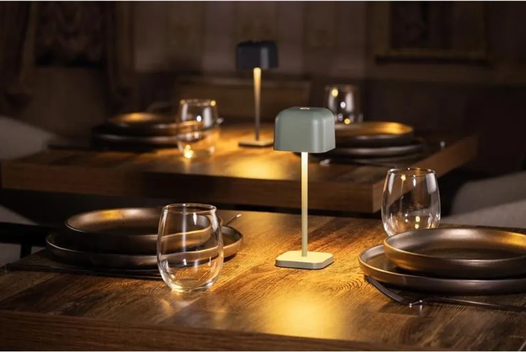 Lampe de table Olympia Lucca vert sauge dôme carré 200 mm design - 8