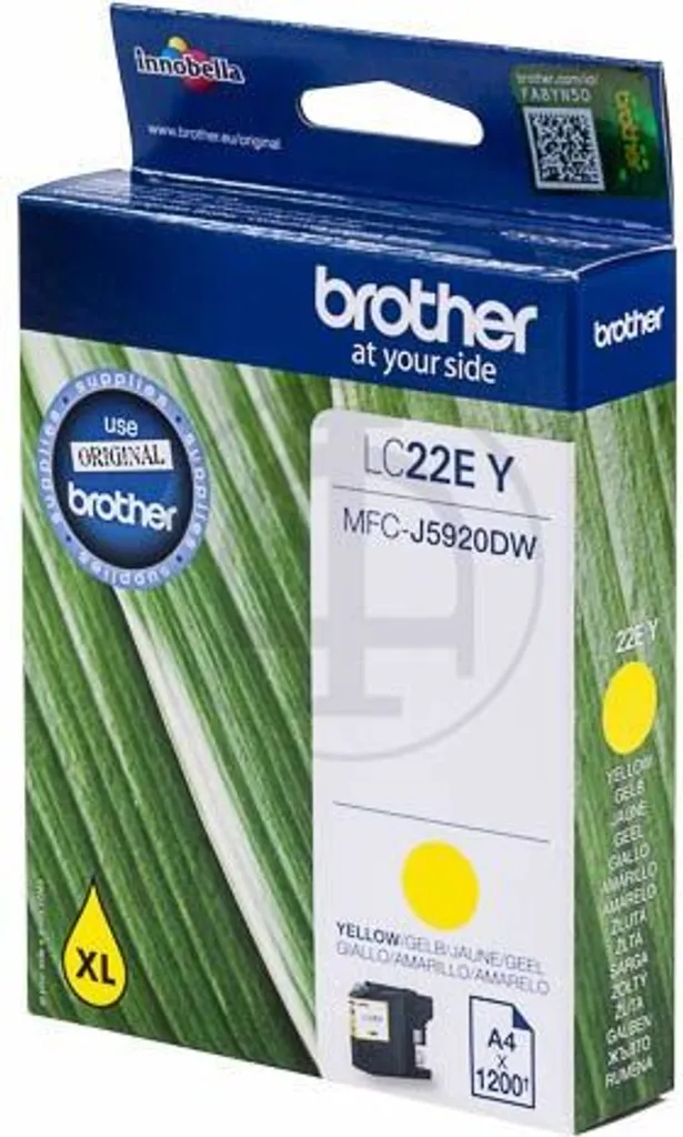 Cartouche d'encre jaune Brother LC-22EY pour imprimante MFC-J5920DW