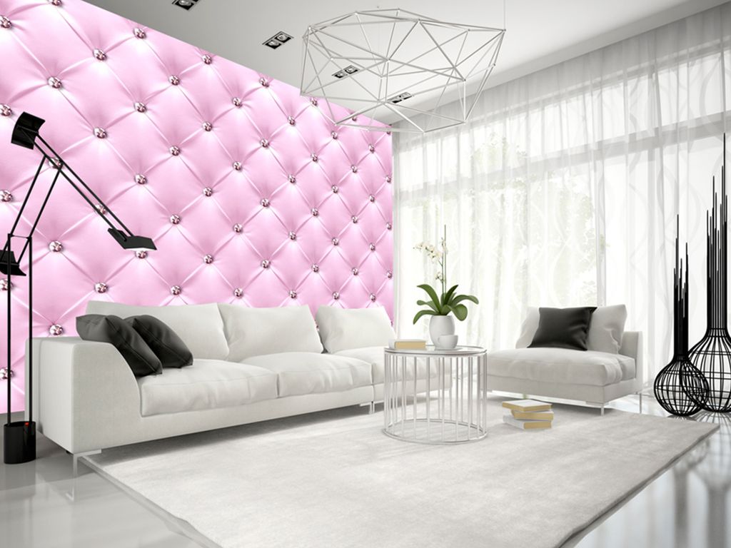 Vlies Fototapete Leder-Optik 400x280 cm Tapeten Wandtapete XXL Diamant Rosa f-C-0097-a-a