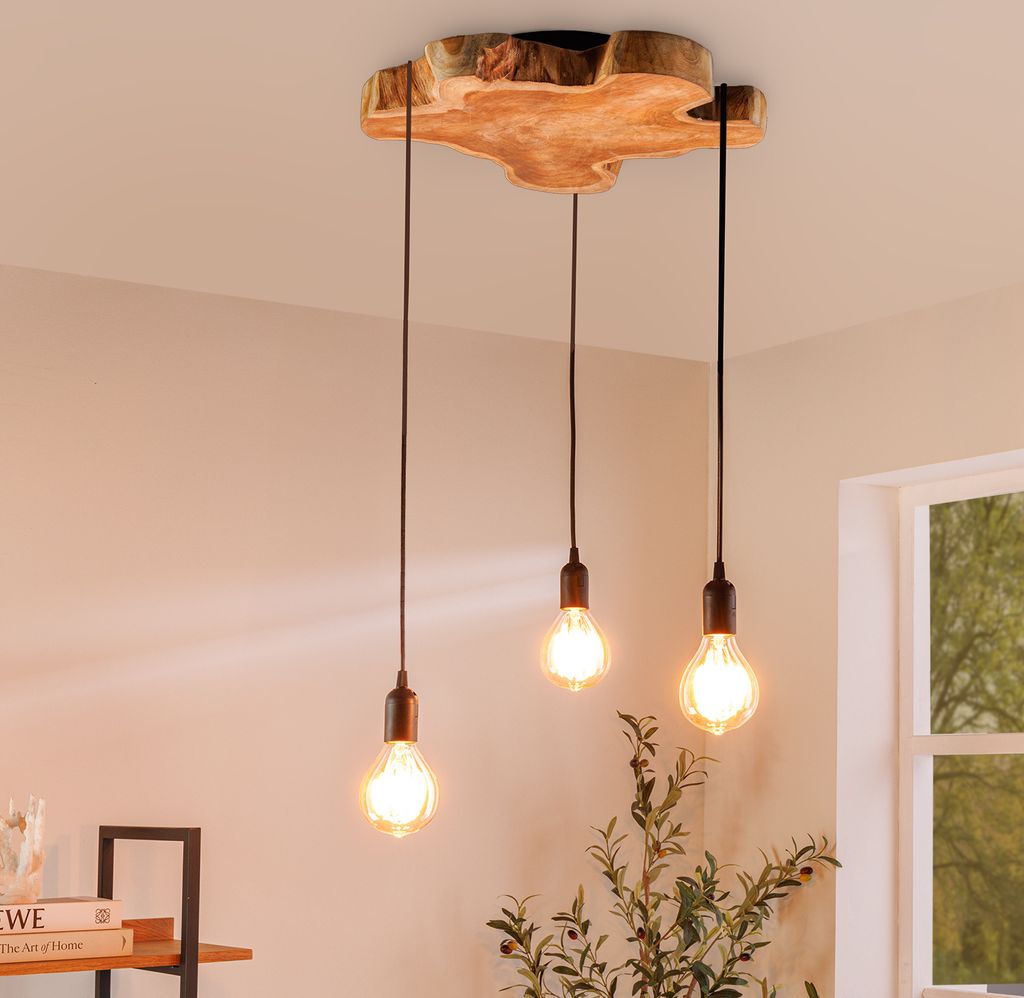 riess-ambiente Hängeleuchte HYPNOTIC 50cm natur Longan Massivholz Hängelampe Lampe Leuchte