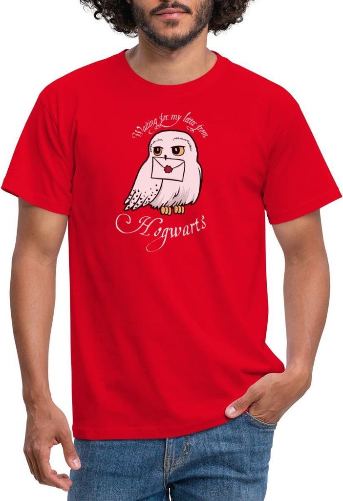 Spreadshirt Harry Potter Hedwig Brief Männer T-Shirt, L, Rot