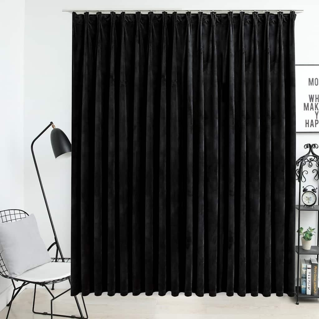 Vidaxl Vorhang Blackout mit Haken 290x245 cm Samt schwarz Immagine del prodotto 