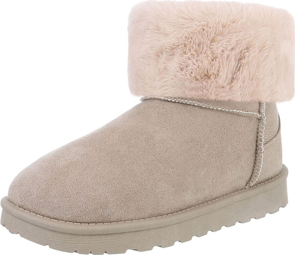 Ital-Design Damen Stiefeletten Flache Stiefeletten Warm gefüttert Wildlederoptik Snowboots 88460423 Hellgrün Gr. 36