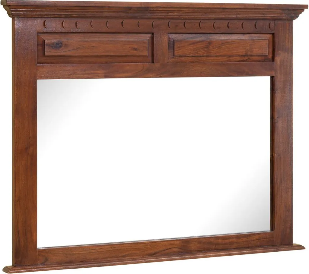 Miroir en acacia laqué Nougat OXFORD - Finition bois noble 110 x 87 cm