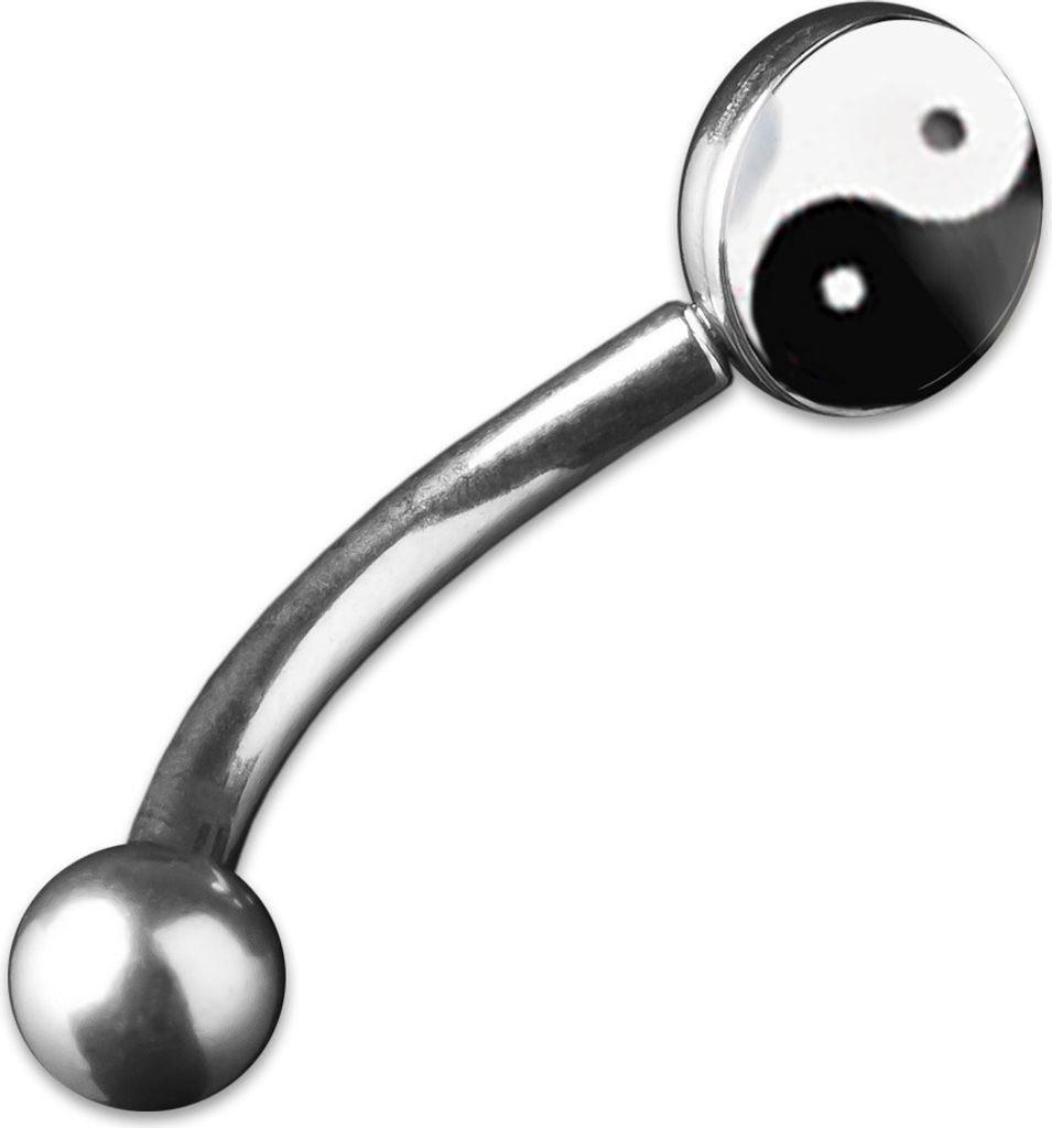 viva-adorno 1 Stück Piercing Banane Augenbrauenpiercing Logo Dome Rückseite flach 316L Chirurgenstahl 20 Motive Z378, S5 Yin Yang