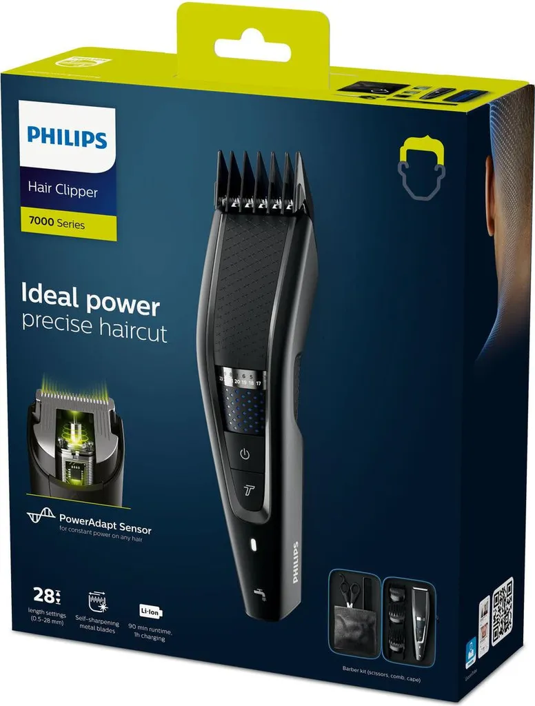 Tondeuse Philips HC7650/15 Series 7 avec 28 hauteurs de coupe et Turbo