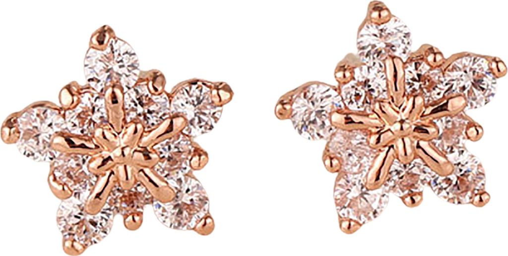 Ohrstecker, fünfblättrige Blume, glitzernde Legierung, Ohrring-Schmuckzubehör für Dating-Roségold