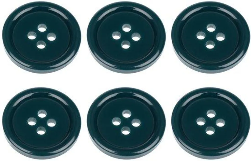 Boutons plats 20mm 4 trous vert poivre, lot de 6 pour tricot et couture