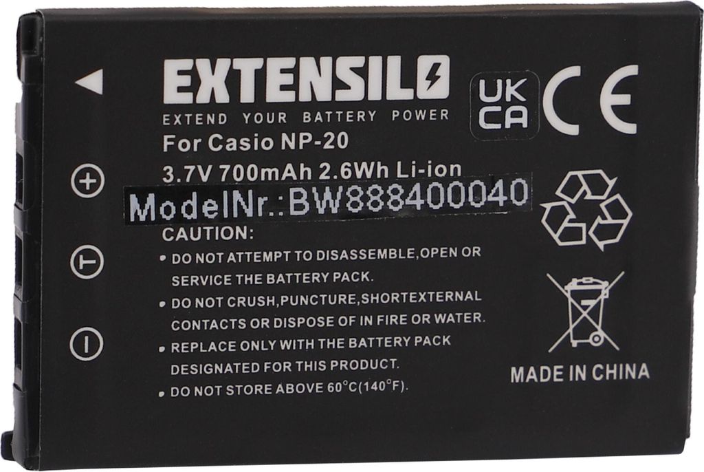 EXTENSILO Akku kompatibel mit BenQ DC-X725, DC-X735, DC-T800, DC-X720, DC-X800 Kamera (700 mAh, 3,7 V, Li-Ion)