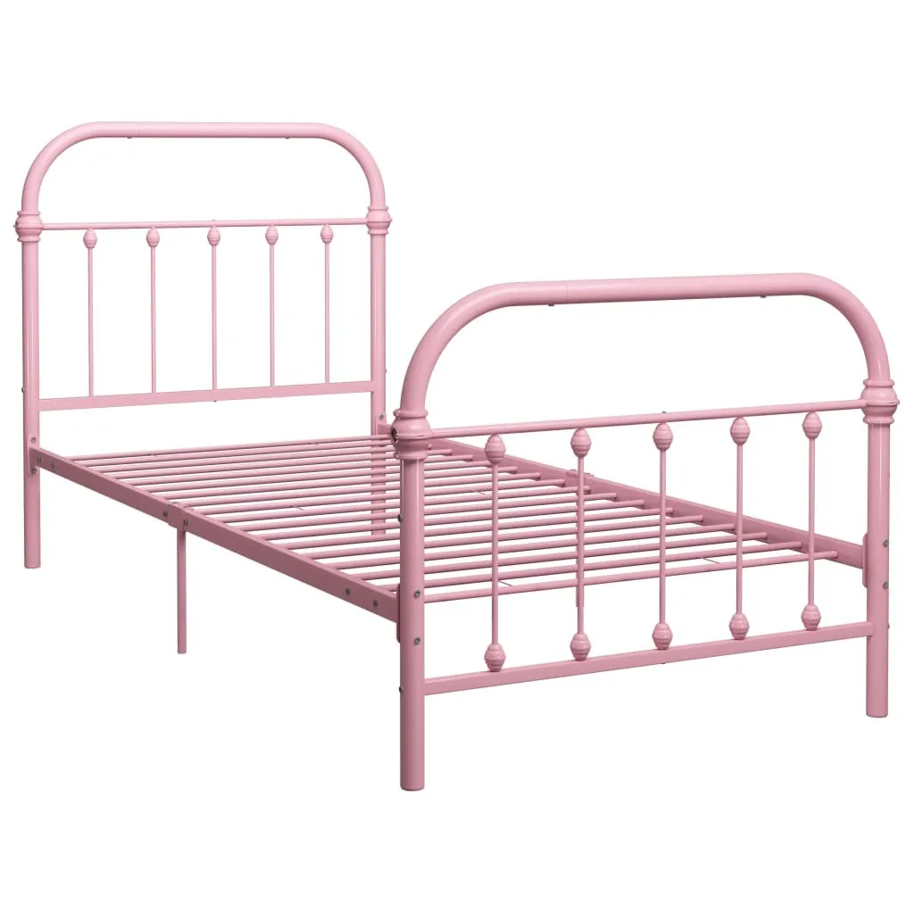Lit en métal rose 90x200 cm parfait pour chambre fille et ado