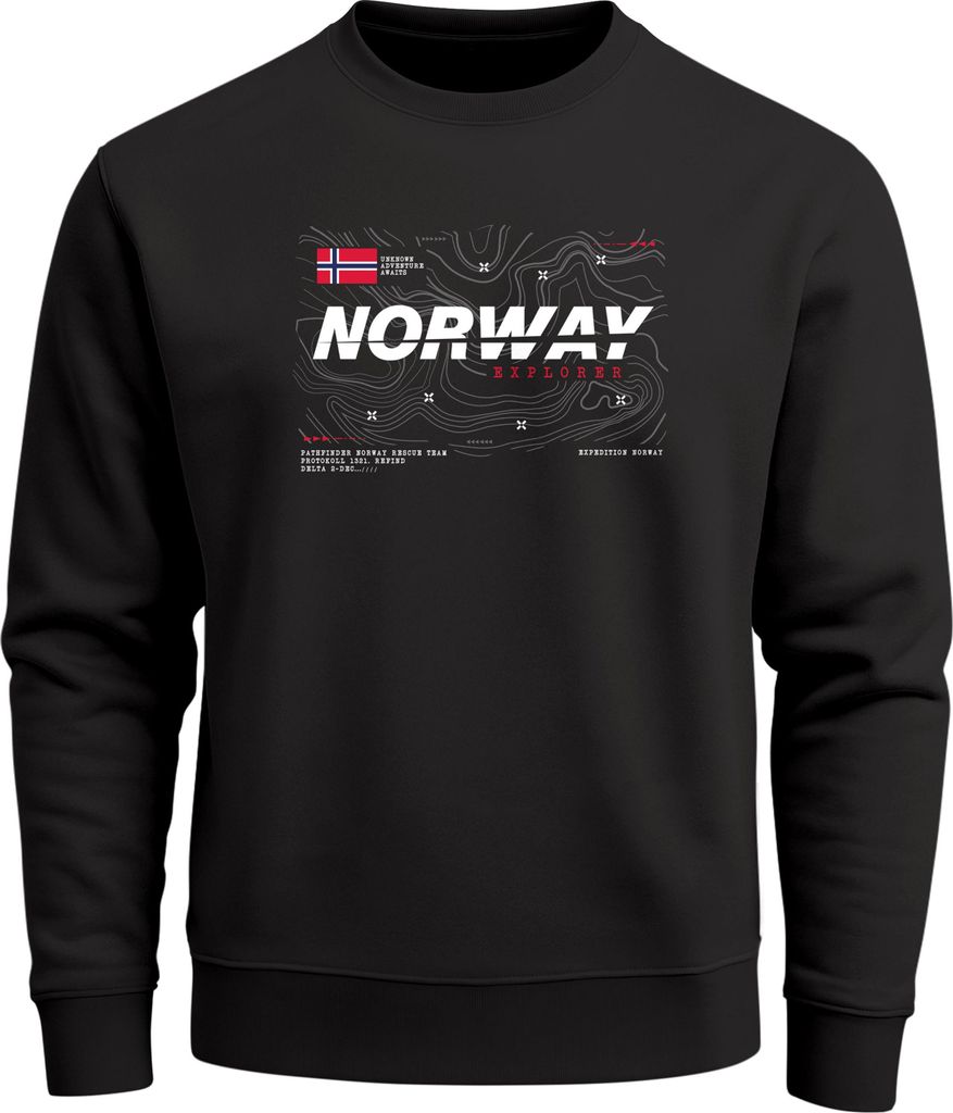 Sweatshirt Herren Frontprint Pullover mit Print Norway Norwegen Fashion Nordic Streetwear Skandinavien Neverless