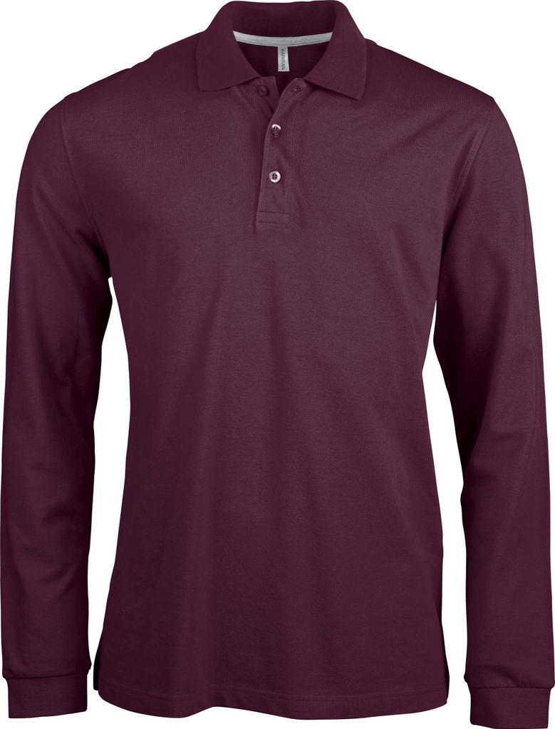 Kariban Herren Polo-Shirt Langarmshirt Poloshirt Langarm Polohemd, Größe:2XL, Farbe:Purple