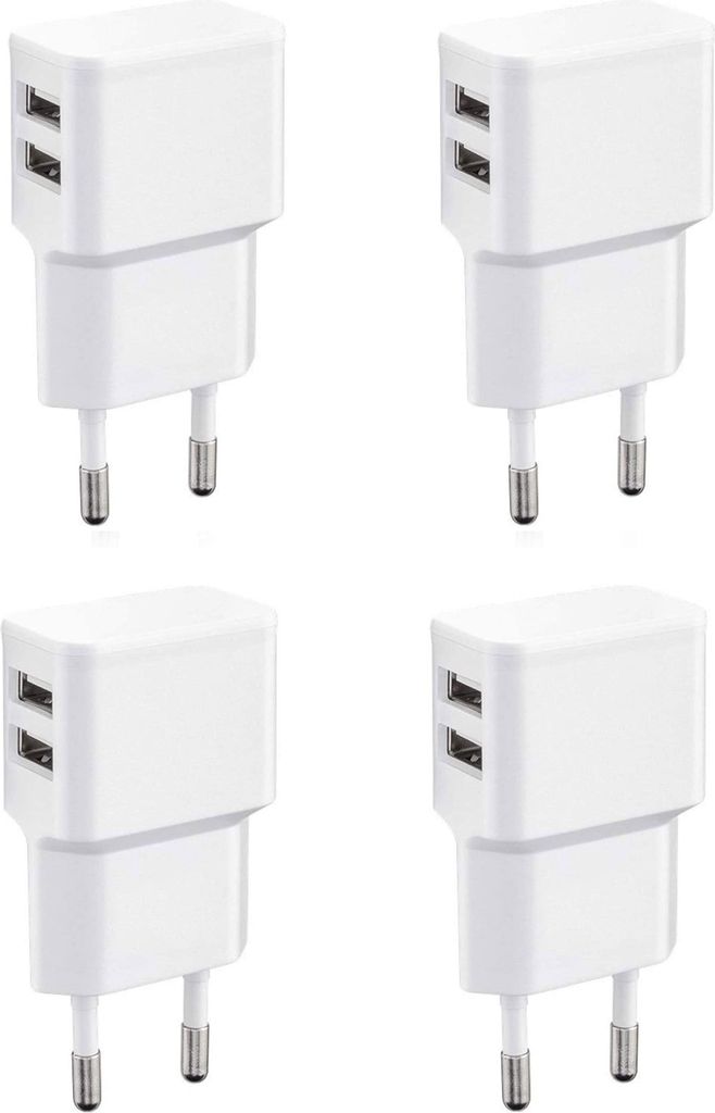 Wicked Chili 4 Stück Dual USB Ladegerät, Universal 90° Netzteil abgewinkelt für Handy, Watch, Powerbank, Bluetooth Speaker, Doppel Ladegerät N...