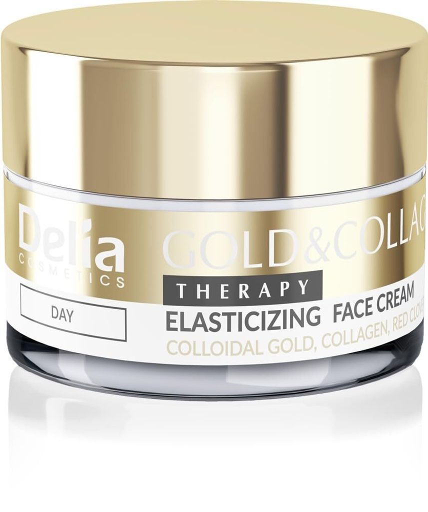 Delia Cosmetics Gold & Collagen Elasticizing Day Cream Anti-Wrinkle Softening with Colloidal Gold Red Clover Extract and Vitamin E 50ml