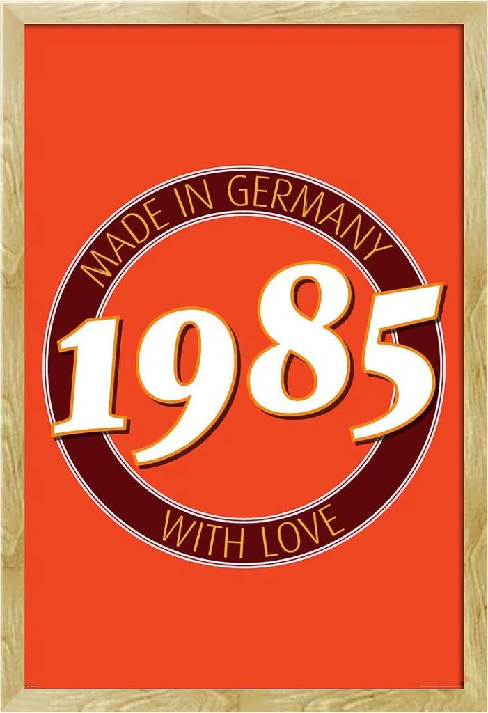 Poster di compleanno - Poster - 1985 - Germany + cornice rimovibile, Shinsuke® Maxi MDF faggio, vetro acrilico