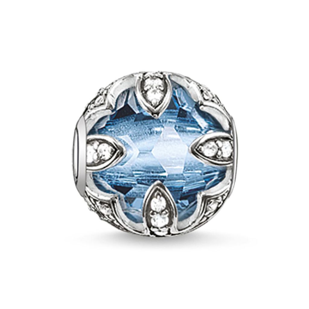 Thomas Sabo Damen Bead Charm-Einhänger Hellblauer Lotos 925 Silber silber/hellblau K0106-644-1