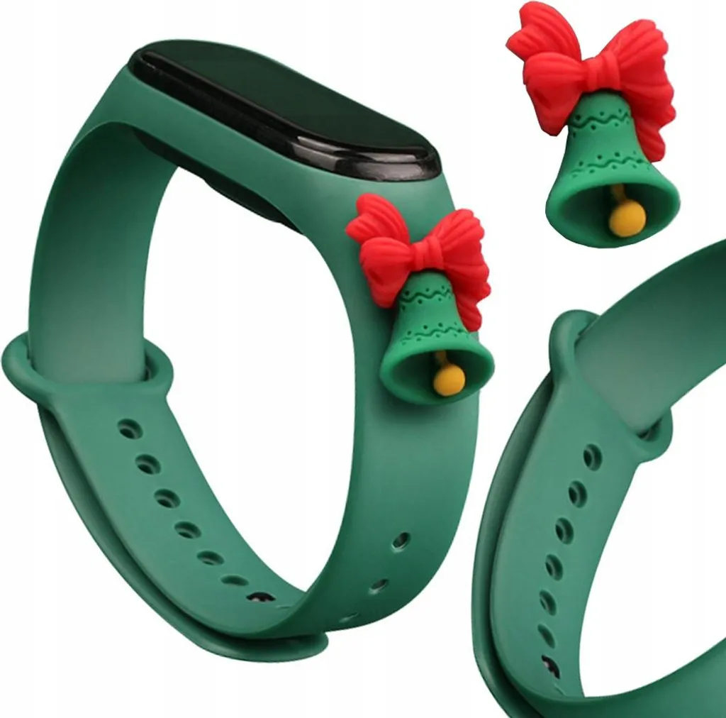 Cinturino Xmas Band per Xiaomi Mi Band 4 / Mi Band 3 Natale Bracciale in silicone verde scuro (Campana)