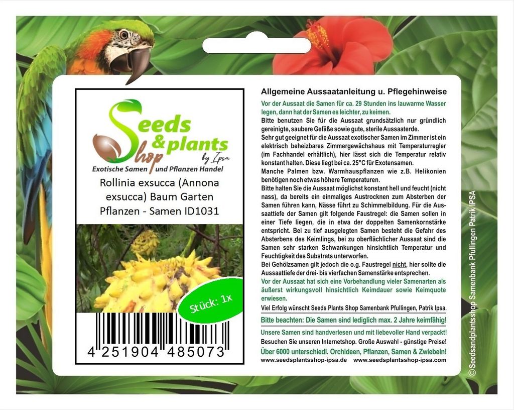 1x Rollinia exsucca (Annona exsucca) Baum Garten Pflanzen - Samen ID1031