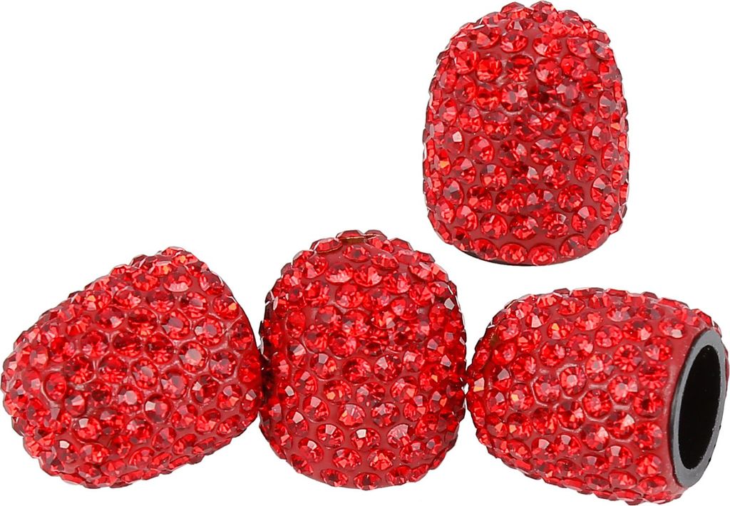 4stk.Reifenventilkappen Ventildeckel Zinklegierung,ABS,Strass Autoventil Kappe Rot