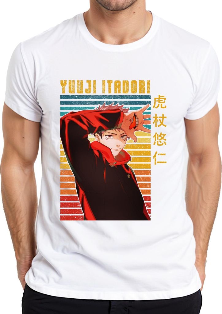 Yuji Itadori Jujutsu Kaisen Anime Manga Fan Geschenk Retro Herren T-Shirt, Weiß, M