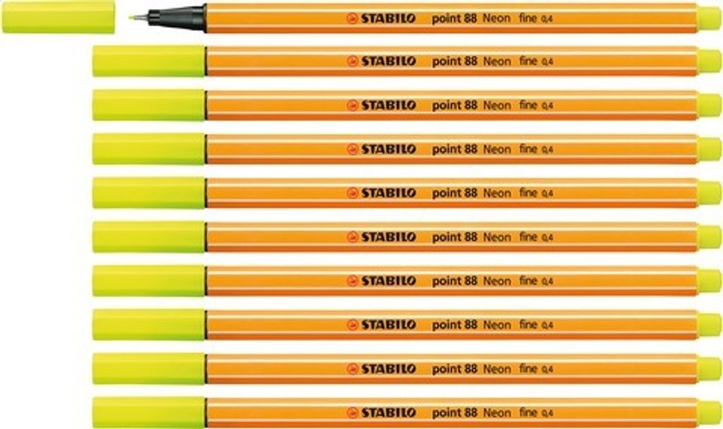 Fineliner - STABILO point 88 - 10er Pack - Neonfarbe, leuchtfarbengelb