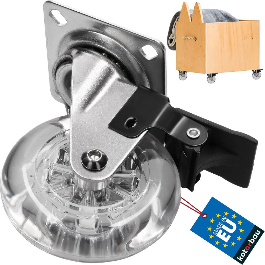 KOTARBAU Möbelrollen Rollen Möbel 75 mm Schwerlastrollen mit Bremsen Möbelgleiter Transporter Möbelroller Möbelheber Transportroller Len...