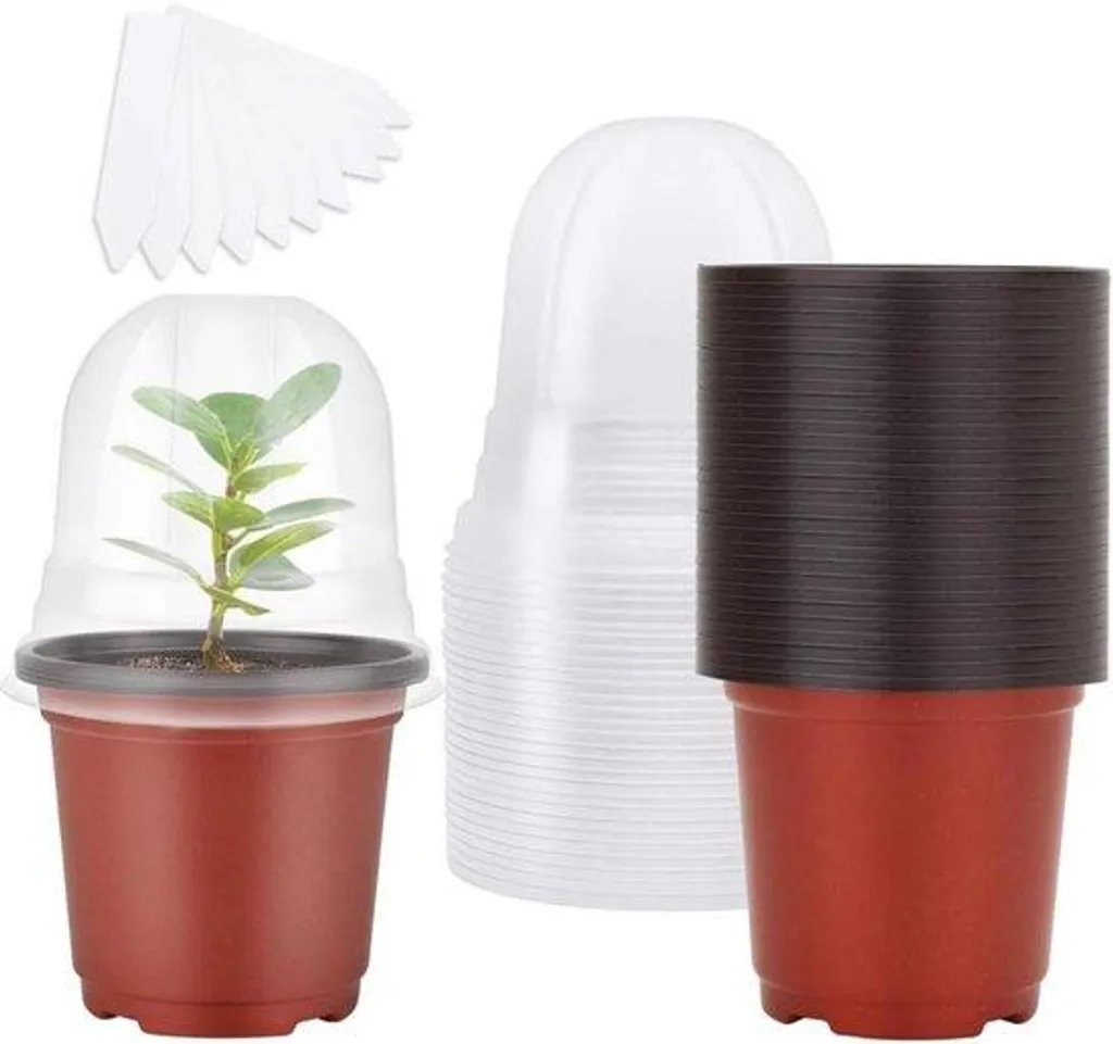 Lot de 10 petits pots de fleurs marron 10 cm avec couvercle hermétique
