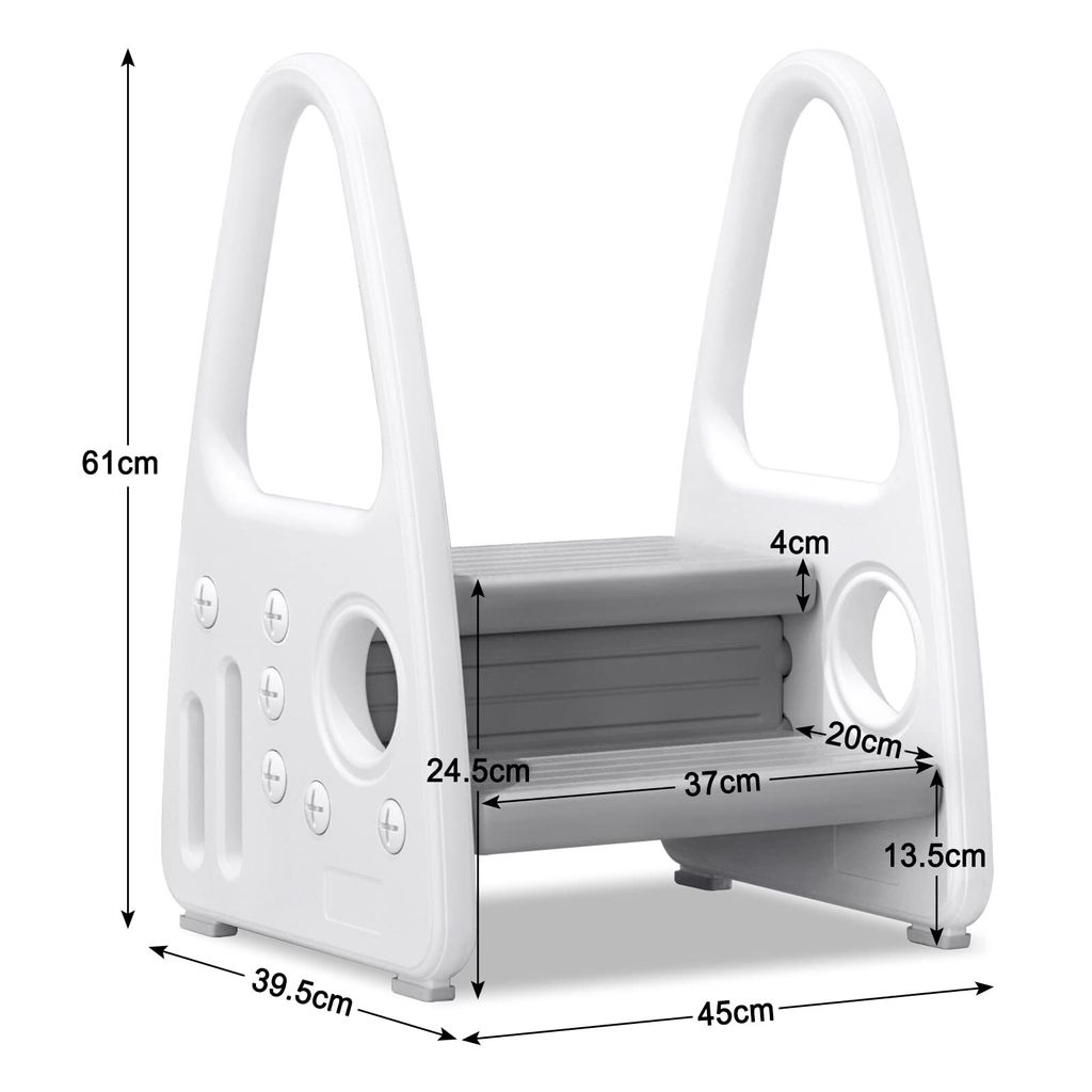 LARS360 Kinder Tritthocker 2 Stufen - Lernturm Sicherheit 45x39,5x61cm