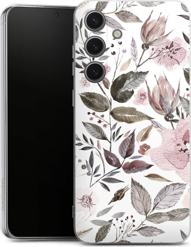 DeinDesign Handyhülle für Samsung Galaxy S25+ Silikon Hülle Case Smartphone Schutzhülle Blumen Pastell Wasserfarbe