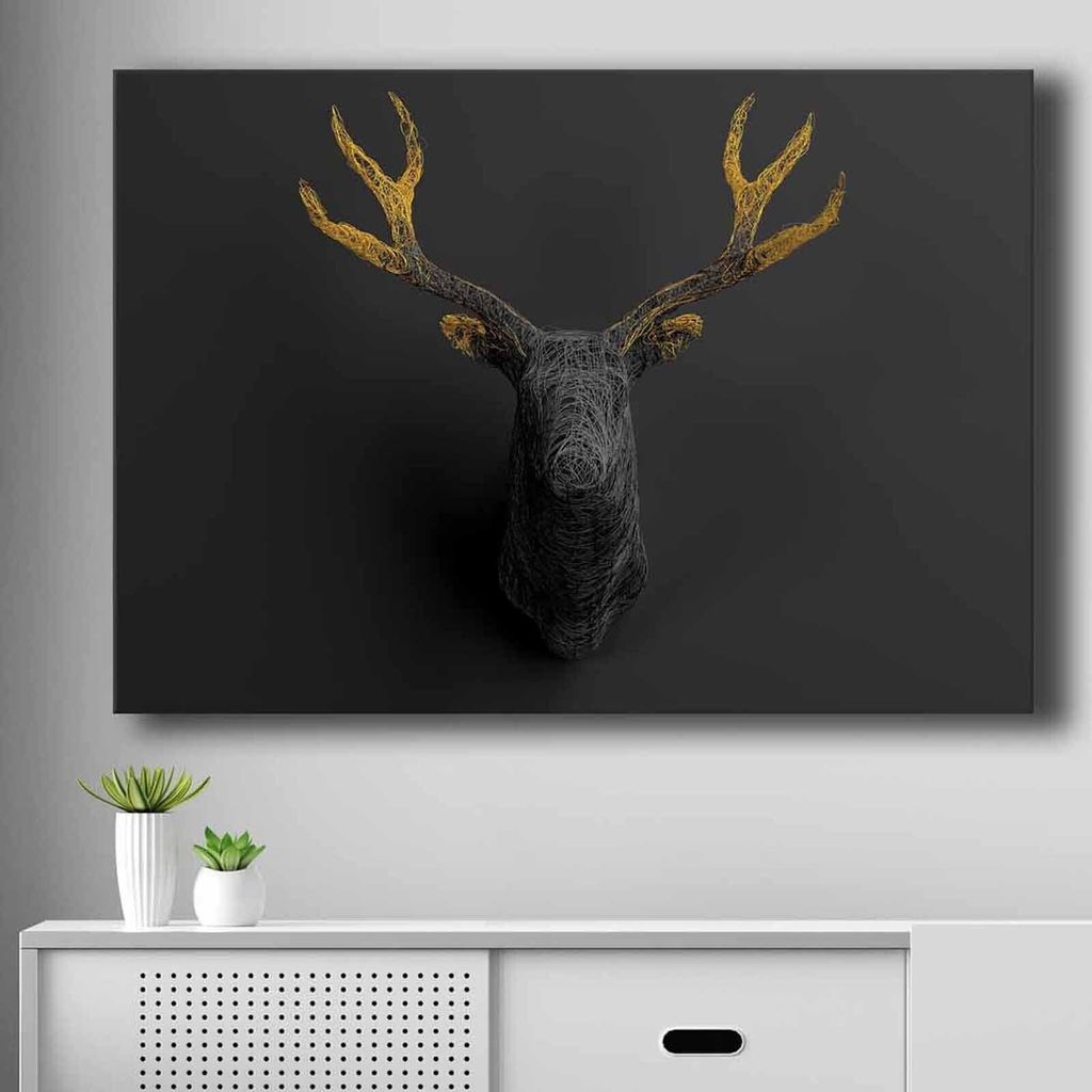 Wallity, 70100NISC-024, Dekorative Leinwandmalerei, 100 % LEINWAND (Stärke: 2,8 mm), Gold, 70 x 100 cm