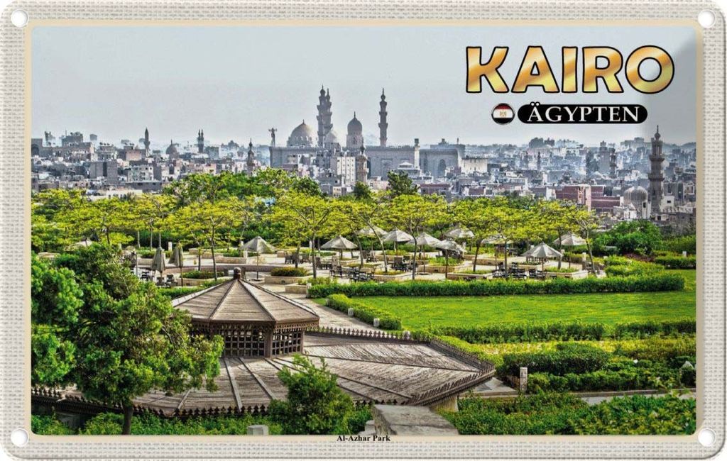 vianmo Blechschild 12x18 cm Kairo Ägypten Al'Azhar Park Bildmotiv Reisemotiv Abenteuer Reisen