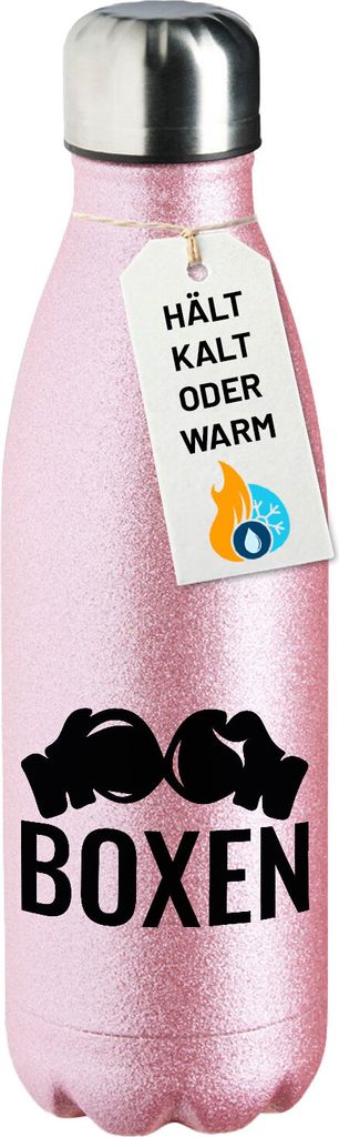 Huuraa Trinkflasche Boxen Boxhandschuhe 500ml Pink Edelstahl Wasserflasche Trinkflasche Geschenkidee