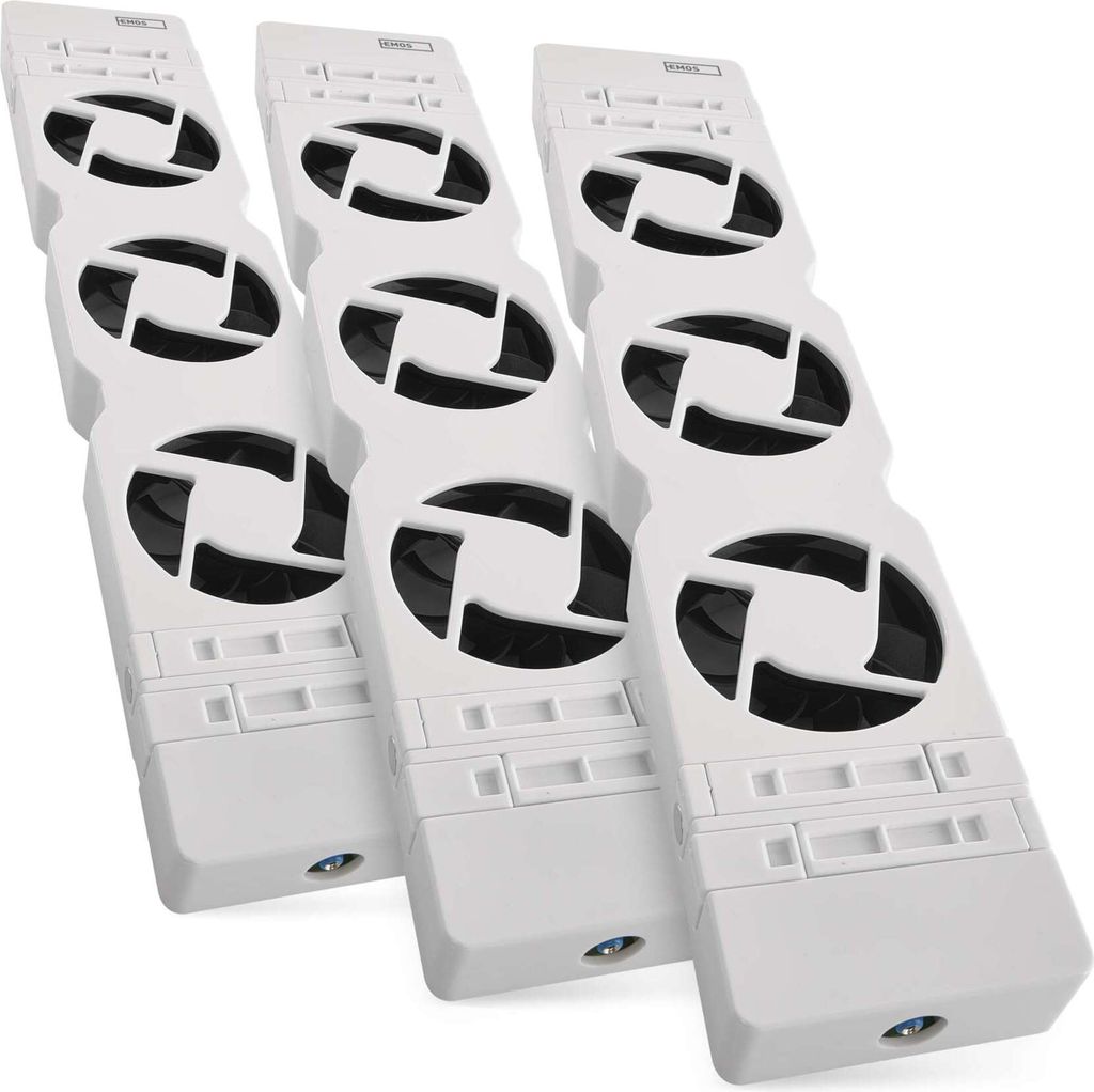 EMOS Heizung-Ventilator zum Sparen von Heizkosten, Starterset TRIO, 3 Stück Heizgebläse inkl. Temperatursensor mit Regler, Ladegerät, Zubehör