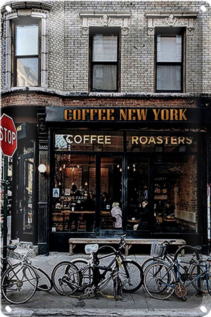 Blechschild Spruch 18x12cm Coffee new York Kaffee