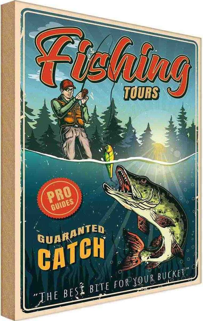 vianmo Holzschild 40x30 cm Fishing Tours Dekoration