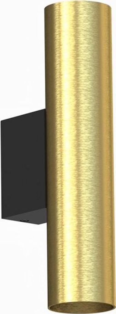 Wandleuchte Metall Messing massiv GU10 H: 18 cm Up Down in Schwarz 2-flammig rund Modern Wandlampe