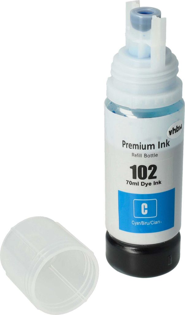 vhbw Nachfülltinte kompatibel mit Epson ET-2700, ET-2714, ET-2750, ET-2715, ET-3700, ET-2726, ET-3750, ET-4750 Drucker - Refilltinte Dye Cyan, 70ml