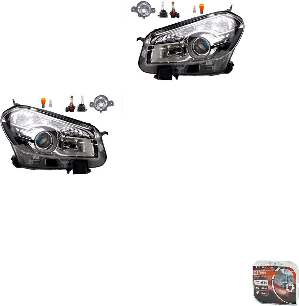 Scheinwerfer + Osram Night Breaker Laser passend für Nissan Qashqai J10 03/10- 8200002469 2615589925 26155AU325 B4A558990A 2615500Q00 261558990 Johns