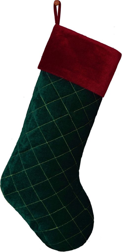 1pc Plaid Muster rotes Grün Weihnachtsstrumpf Flanell Fine Textur Strumpf Geschenktüte Home Decor Decor-Grün